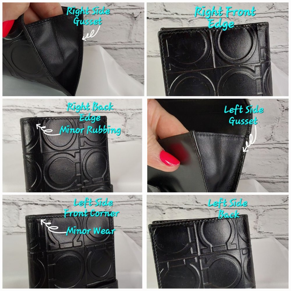 'SALVADOR FERRAGAMO' EMBOSSED LEATHER BI-FOLD WALLET, DUST BAG & BOX GIFT SET - Picture 12 of 16